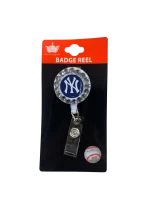 NY YANKEES Badge Reel, Sports CUBIC ZIRCONIA
