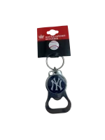 NY YANKEES SILVER / NAVY BOTTLE OPENER KEYCHAIN