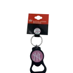NY YANKEES BLACK / PINK BOTTLE OPENER KEYCHAIN