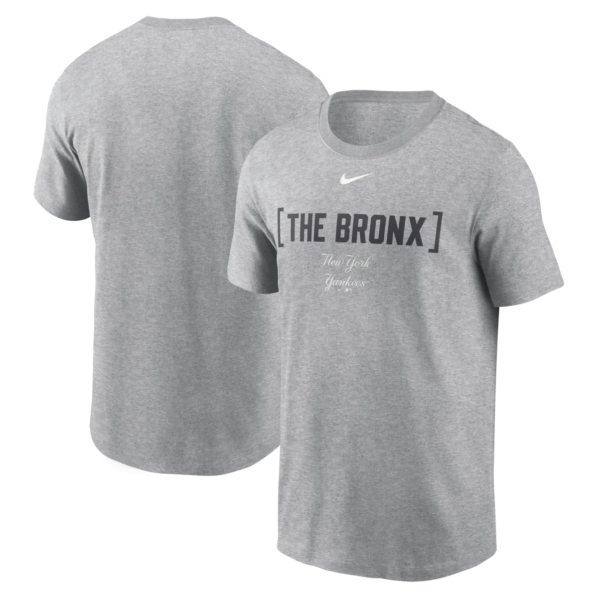 NY YANKEES Men's Nike Bracket Team Phrase GRAY Tee THE BRONX - Image 1