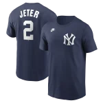 NY YANKEES NIKE D JETER #2 Nike Navy Home Player Name & Number T-Shirt