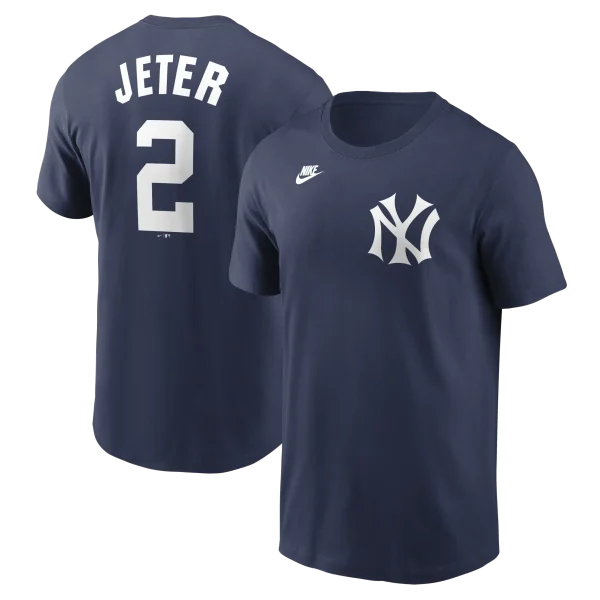 NY YANKEES NIKE D JETER #2 Nike Navy Home Player Name & Number T-Shirt