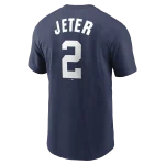 NY YANKEES NIKE D JETER #2 Nike Navy Home Player Name & Number T-Shirt - Image 3