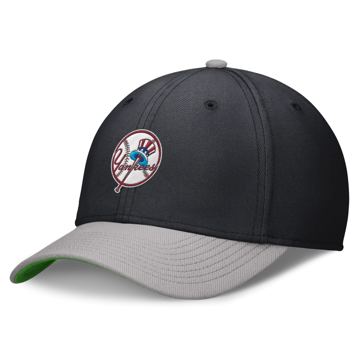 NYY Nike Cooperstown Collection Rewind Swoosh flex Performance Hat - Navy/Gray - Image 2