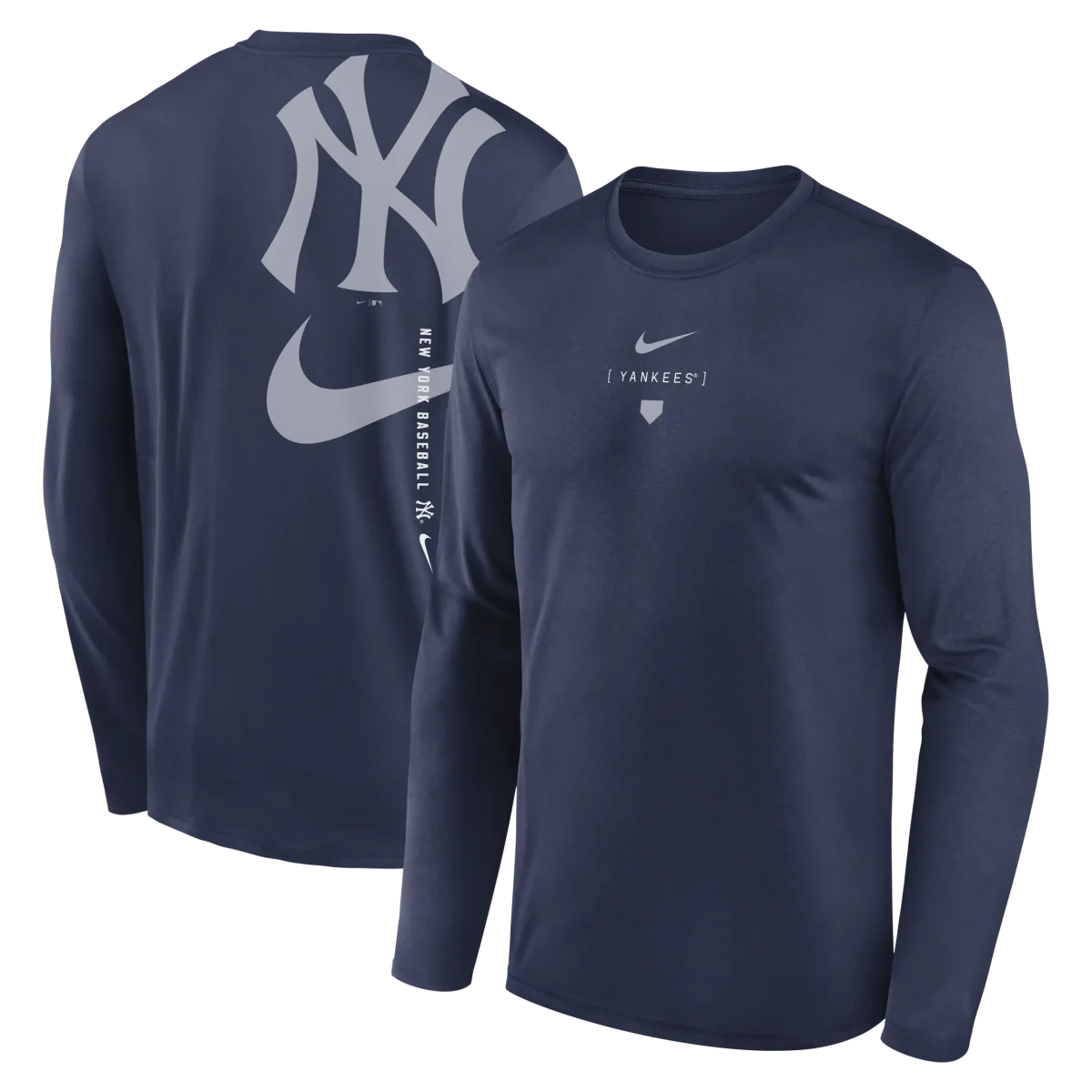 NY YANKEES Men's Nike Large Swoosh Back Legend Tee LONG SLEEVE - Image 1