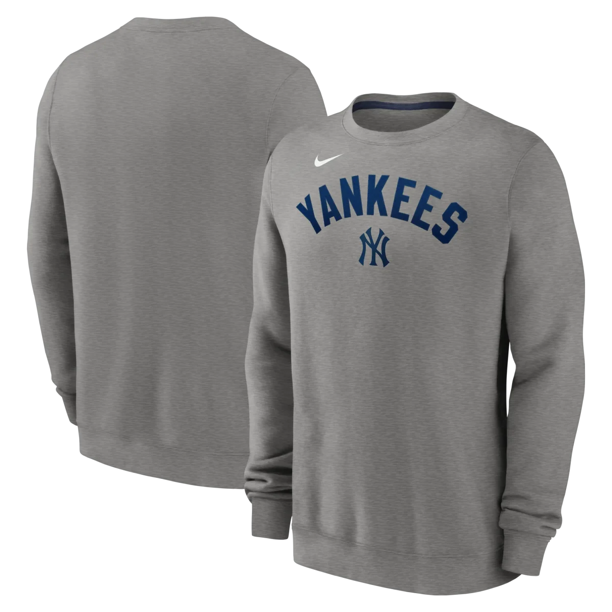 NY YANKEES Men's Nike Classic Twill Crewneck Fleece GRAY - Image 1