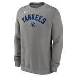 NY YANKEES Men's Nike Classic Twill Crewneck Fleece GRAY - Image 3