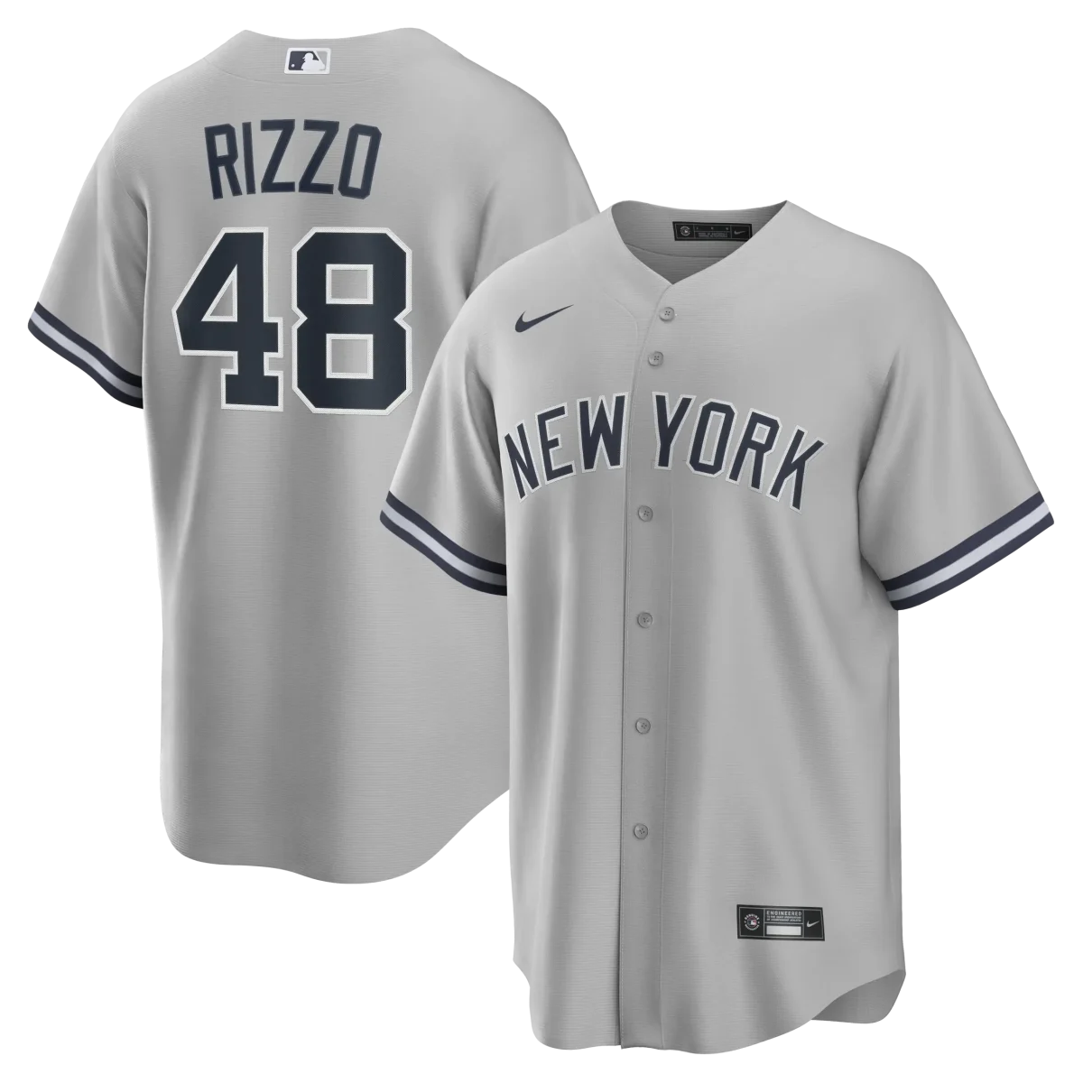 NY YANKEES NIKE RIZZO # 48 GRAY ROAD REPLICA JERSEY NAME & NUMBERS - Image 1