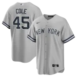 NY Yankees COLE #45 Nike GRAY ROAD Replica JERSEY NAME & NUMBERS