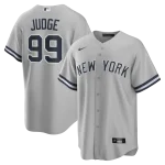 NY Yankees A Judge# 99  Nike GRAY ROAD Replica Player Name Jersey