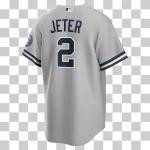 New York Yankees D JETER # 2 NAME AND NUMBERS Nike Gray Road Replica Jersey 2020 HALL OF FAME  PATCH IN THE LEFT SLEEVE - Image 3