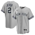NY YANKEES  D JETER #2 NIKE GRAY ROAD REPLICA JERSEY