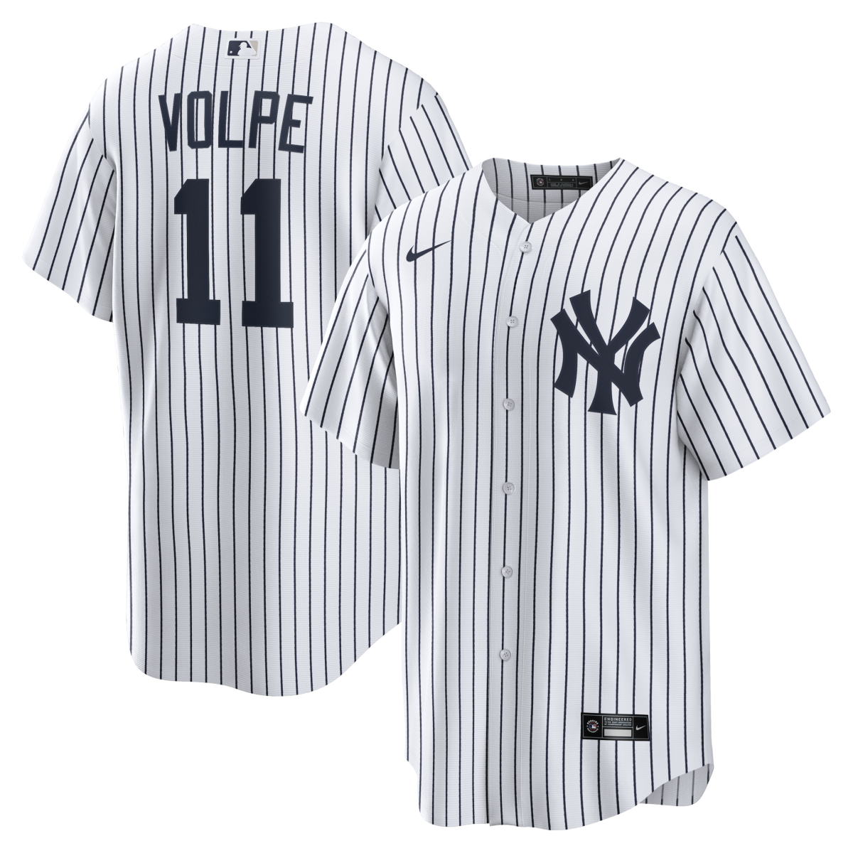 NY YANKEES NIKE VOLPE # 11 WHITE HOME REPLICA JERSEY NAME & NUMBERS - Image 1