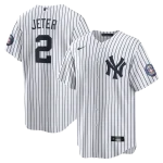 NY YANKEES NIKE DEREK JETER#2 HOME WHITE PINSTRIPE JERSEY NAME AND NUMBERS 2020 HALL OF FAME  PATCH