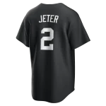 NY YANKEES D JETER #2 NIKE BLACK REPLICA PLAYER NAME JERSEY - Image 3