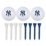 NEW YORK YANKEES 3 GOLF BALLS W/ 8 TEES
