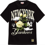 NY YANKEES FLORAL GRAPHIC BLACK TEE