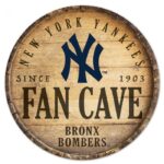 NEW YORK YANKEES FAN CAVE ROUNDED WOOD SIGN 14"