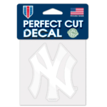 NY YANKEES 4" x 4" NY WHITE PERFECT CUT WHITE DECAL
