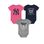 NY YANKEES  BASEBALL BABY 3 PACK CREEPER S  Creepers/Coverall/Onsie/Romper FOR INFANT