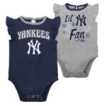 NEW YORK YANKEES LITTLE FAN 2PK CREEPER SET Creepers/Coverall/Onsie/Romper GIRL NEW BORN