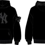 NY YANKEES BLACKOUT M DROP SHOULDER FLC PO HOODIE